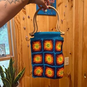 Handcrafted Crochet Tote Bag - Multicolor